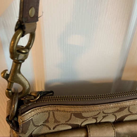 Coach Suede Leather Jacquard Logo Purse Handbag - Picture 4 of 9